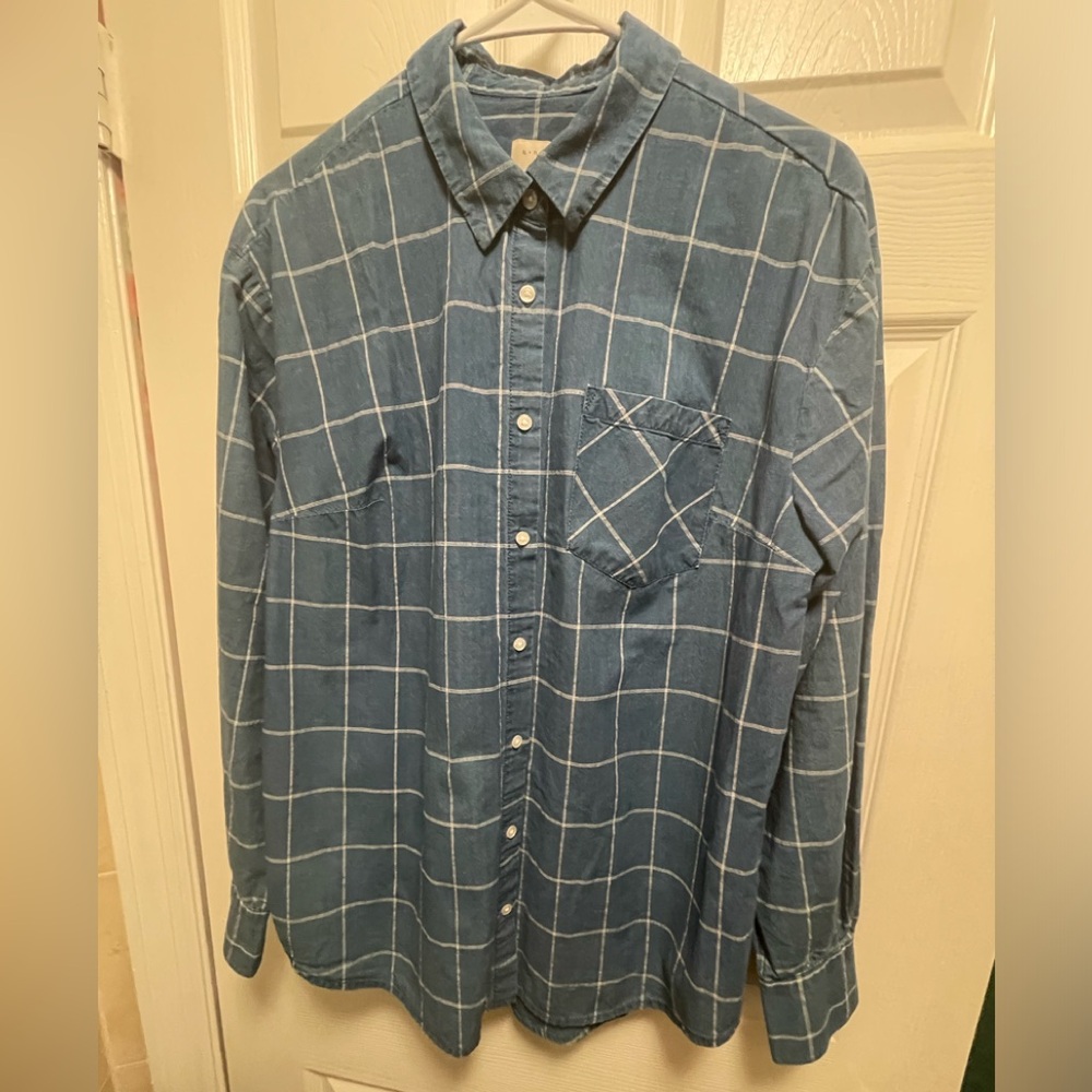 Cotton Denim Grid Blouse